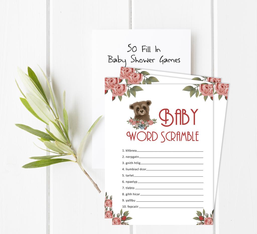 Inkdotpot Baby Shower Game Set Of 50 BabyA  AlphabetA  ABCA  Game Bear Jungle Animals Party