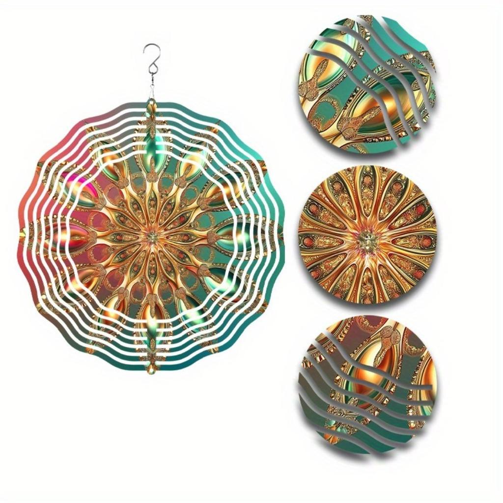 360 Degree Swivel Hook 10 Inch Hanging Wind Spinner Vibrant Colors Metal Design for Outdoor Garden Patio Balcony Decor Spring Summer