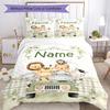 3pcs Custom Name Animals Bedding Set Duvet Cover Closure Includes 1 Duvet Cover & 2 Pillowcases, Soft and Comfortable for All Seasons.
