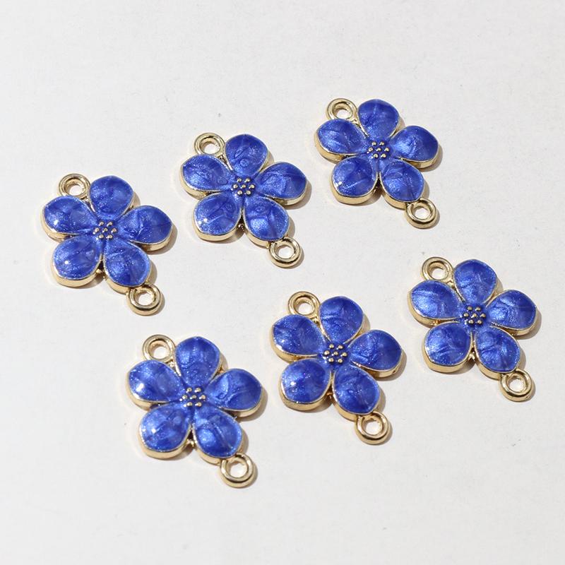 20pcs Enamel Flower Pendant Connector Charms 19x14mm Double Loops DIY Jewelry Making Accessories Findings for Necklace Bracelet
