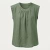 Sleeveless Loose Fit Linen Blouse for Women Casual Round Neck Solid Lightweight Summer Top Shirt