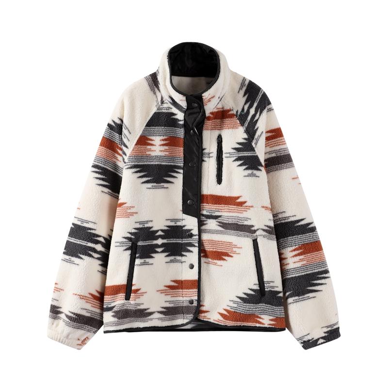 

Women s Autumn Warm Printed Button Coat Lightweight Outerwear Soft Warm Velvet Fabric New Fashion Jacket S сірий колір