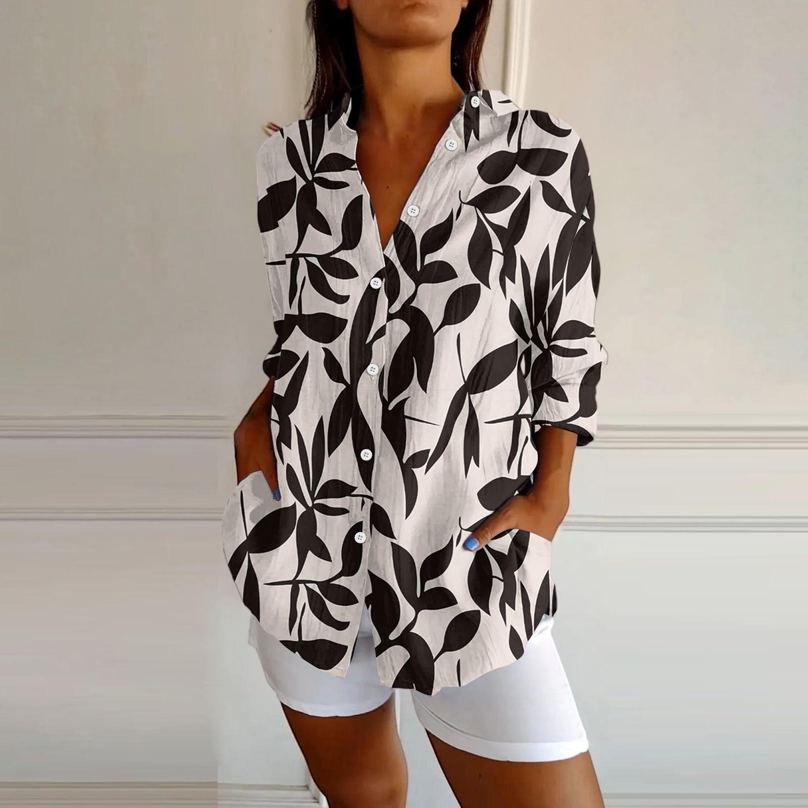 Womens Button Down Shirts Cotton Linen Long Sleeve Dress Shirts Casual Summer Tops Work Blouses XL хаки