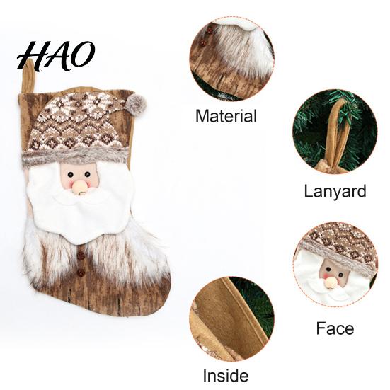 Christmas Scene Setup Decor Large Stockings, Santa Snowman Elk Design Plush Hanging Bag, Xmas Tree Pouches Rustic Plaid Socks for Fireplace