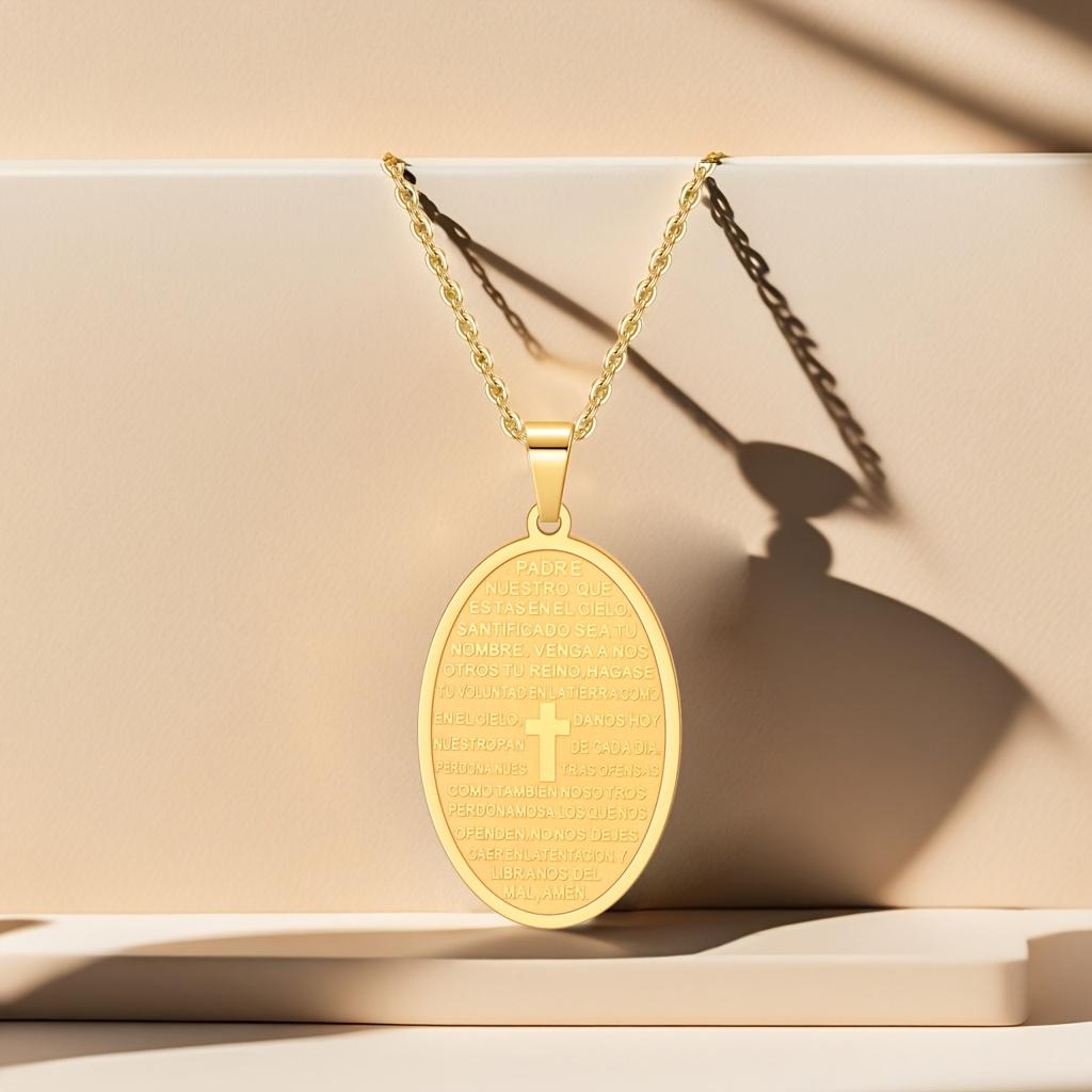 One Piece Stainless Steel Christian Prayer Necklace Bible Verse Cross Necklace Faith Necklace Pendant Unisex