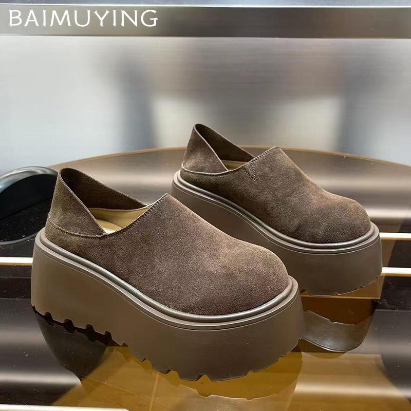 Leopard Platform Women Loafers Shoes Fad Suede Mid Heels Shoes Designer Casual Shoes 2025 Trend Winter New Brand Chaussures Lady