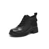 2025 autumn and winter new leather Martin boots women's round head soft sole retro women's boots versatile fashion black short boots