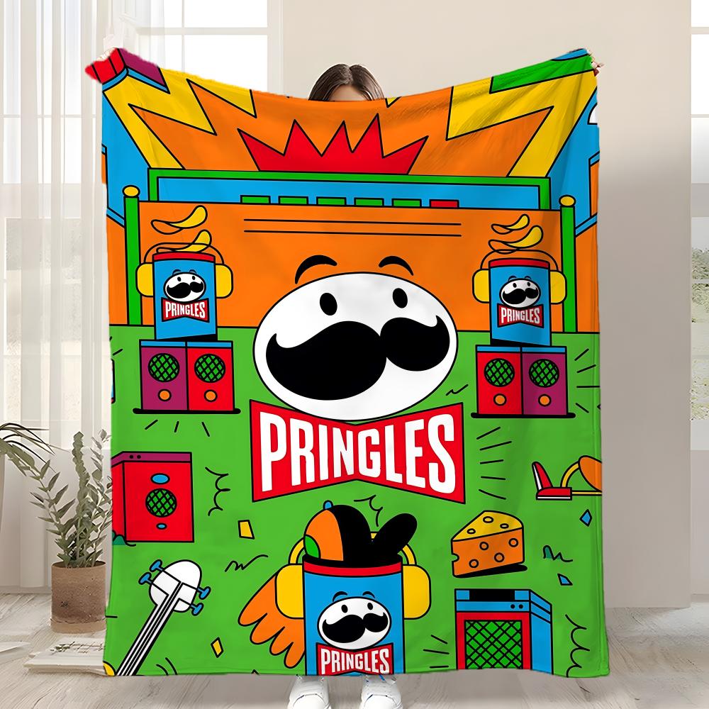

Classic potato P-Pringles Throw Kid-Friendly Flannel Throw Blanket Soft Warm Anti-Static Washable All Season 75x90cm