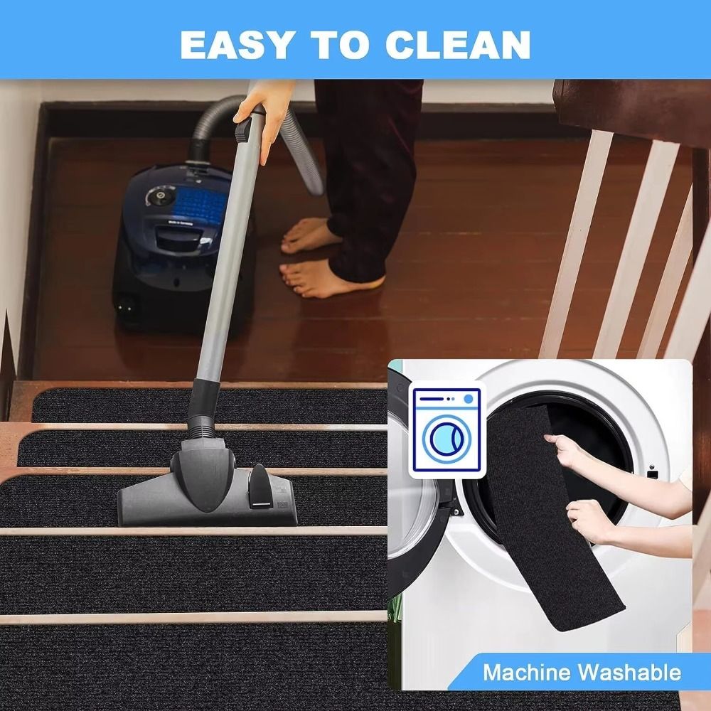 Fashion 76X20cm Staircase Mat Non-Slip Safety Door Mat Soft Stripe Self-adhesive Stair Tread Carpet Mat Home Decor