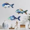 Wooden Blue Fish Wall Ornament Rustic Hand Carved Fish Signs Pendant Funny Wall Art Ocean Animal Decoration