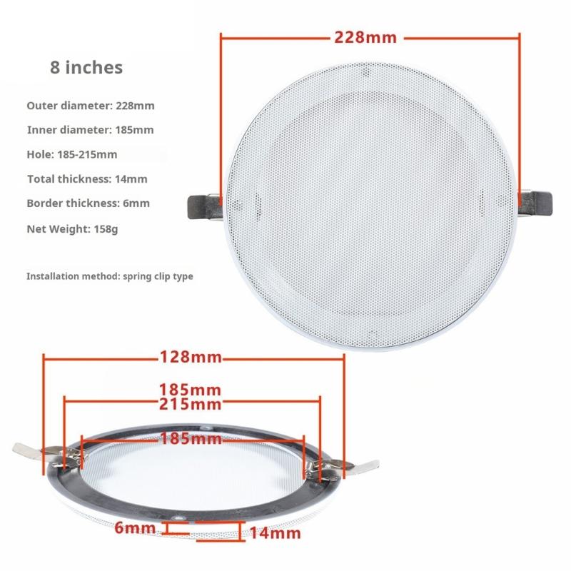 Universal Speaker Grill Cover White Plastic Frame With Metal Mesh For 4 5 6.5 8Inch Ceiling Speakers Easy Installation