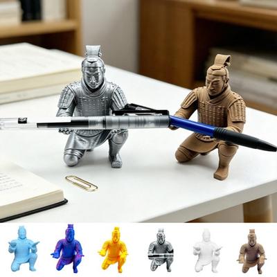 Decorazione da Scrivania Guerriero di Terracotta, Portapenne Soldato Stampato 3D per Ufficio, Portapenne Creativo Guerriero Antico, Ornamento Regalo per Home Office