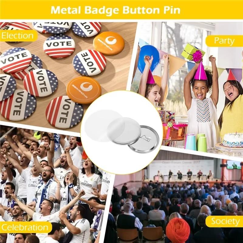 30~90 juegos 37mm Insignia en Blanco Botón Pin Fabricante Haciendo Piezas Suministros DIY Fabricación de Botones Consumibles Parte Superior de Hierro Parte Inferior Película de Plástico TMZ