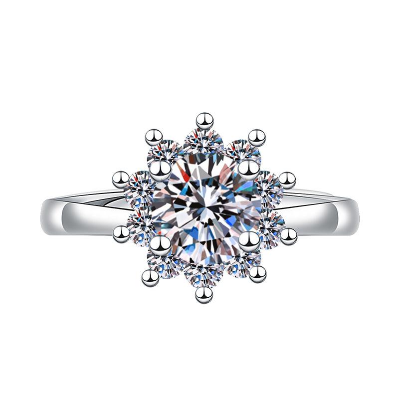 Open Adjustable European and American Style New Imitation Mosane Diamond Adjustable Girls' Ring Fashionable Creative Ring