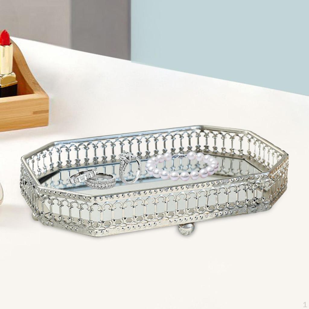 Cosmetic Organizer Tray for Jewelry and Perfume on Dressing Table