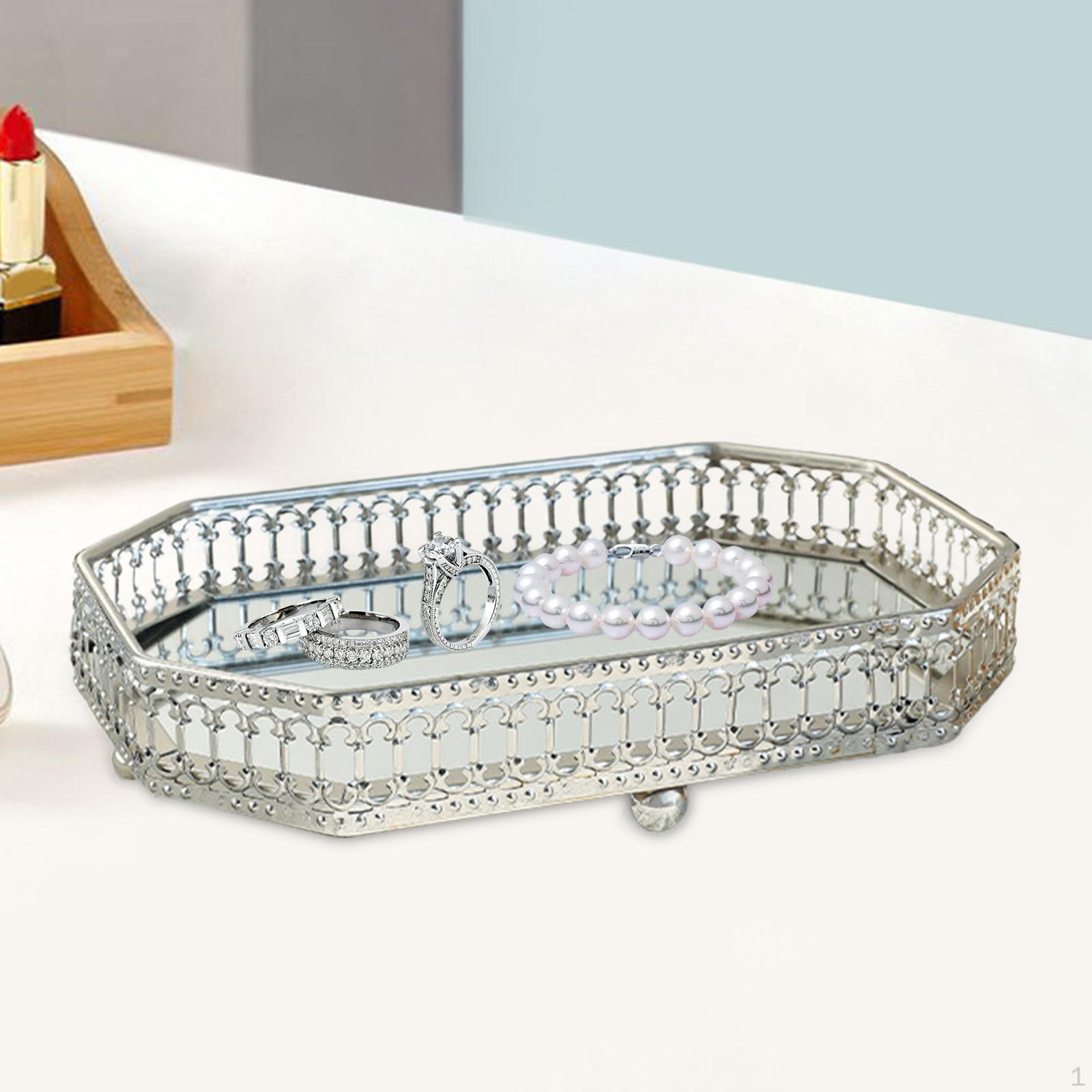 

Cosmetic Organizer Tray for Jewelry and Perfume on Dressing Table Rectangle S