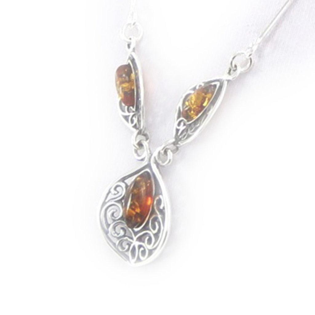 Les Trésors De Lily [K2610] - Silver Necklace 'Macbeth' Amber