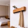 Walnut Wooden Wall Mounted Coat Rack & Clothing Organizer Living Room Clothes Hanger & Coat Hook