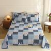 Geometric Grid Pattern Bed Sheet Set 3Pcs 100% Cotton Queen Size Bedding Set Skin-friendly Soft Bed Sheets with Pillowcases