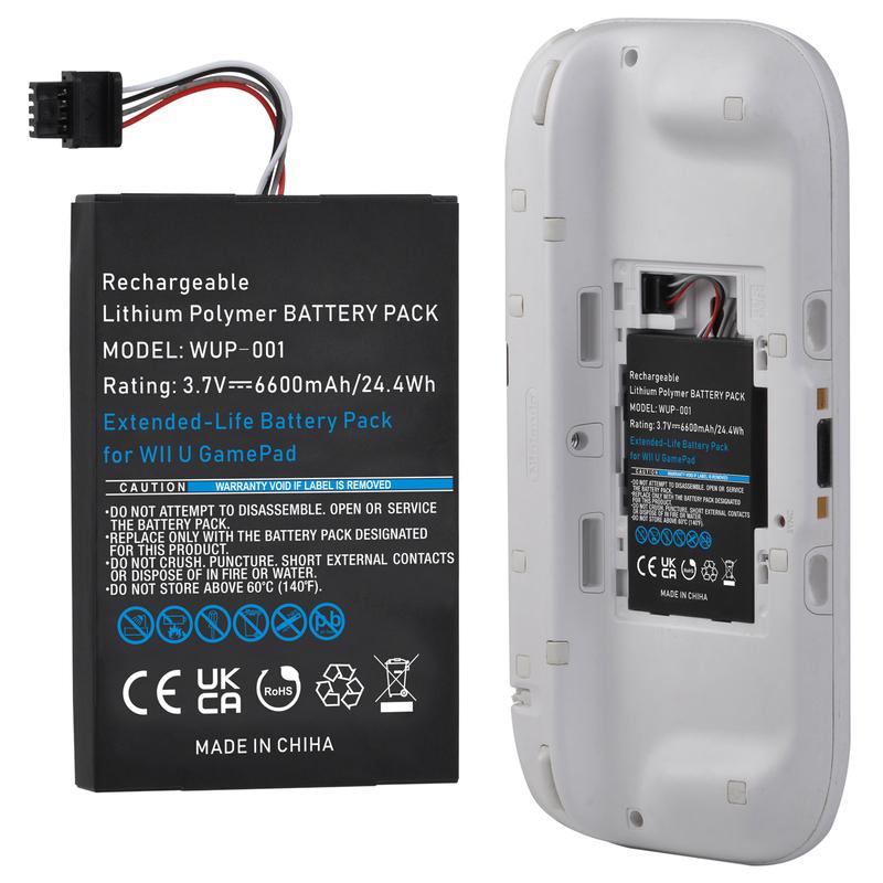 6600mAh Wii U Gamepad Battery Replacement Rechargeable Battery Pack for Nintendo Wii U Controller WUP-010 WUP-012