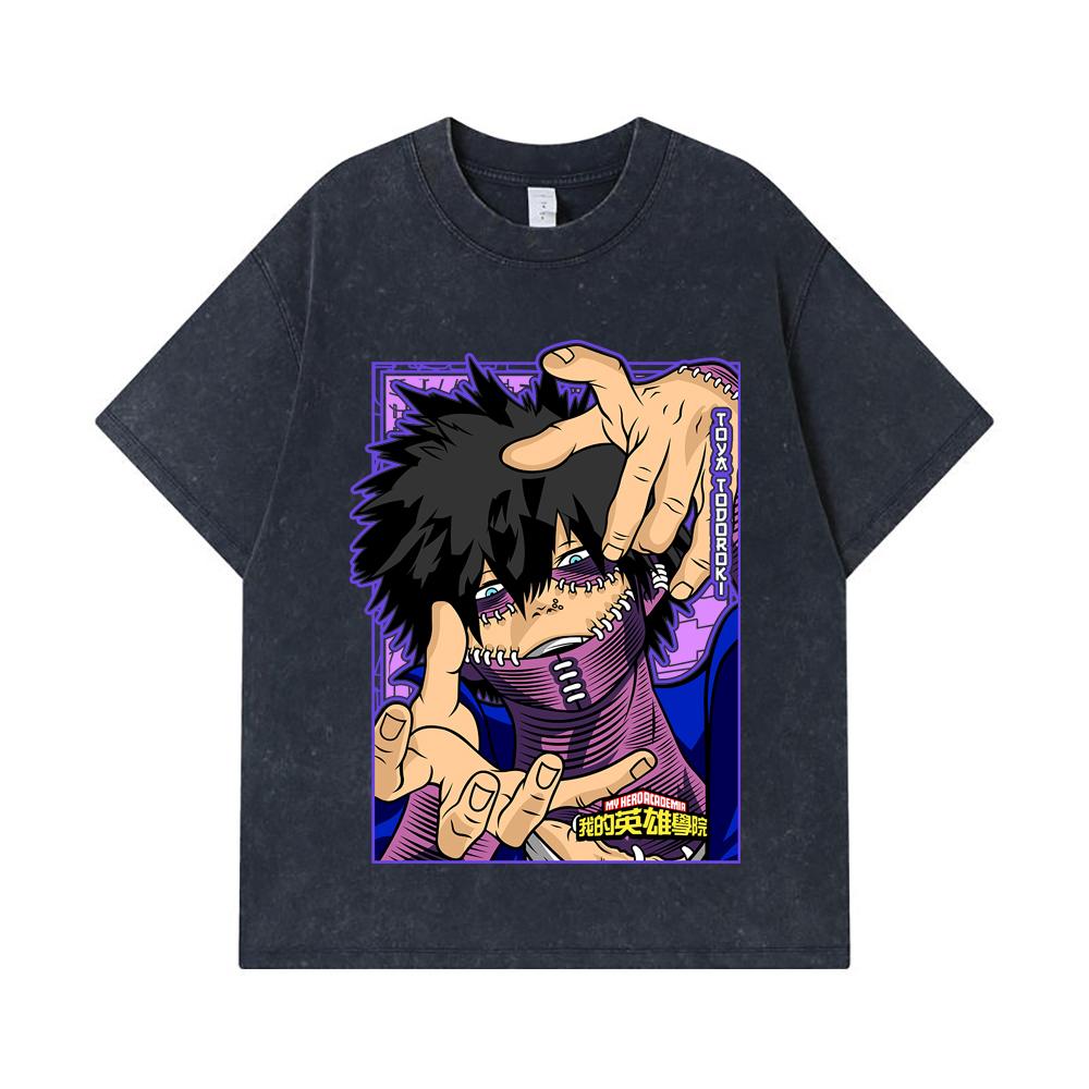 275 GSM Washed T-shirts 100% Cotton My Hero Academia V17 Dabi Print Unisex Heavy Cotton T Shirt