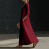 Women’s Elegant Long Sleeve V Neck Maxi Dress Bohemian Style Vacation Wear with Button Loose Fit
