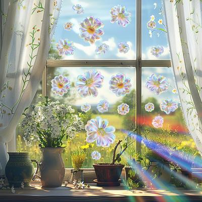 Unregelmäßige kleine blumenförmige Heimdekoration Glastür- und Fenster Antistatische Fensteraufkleber