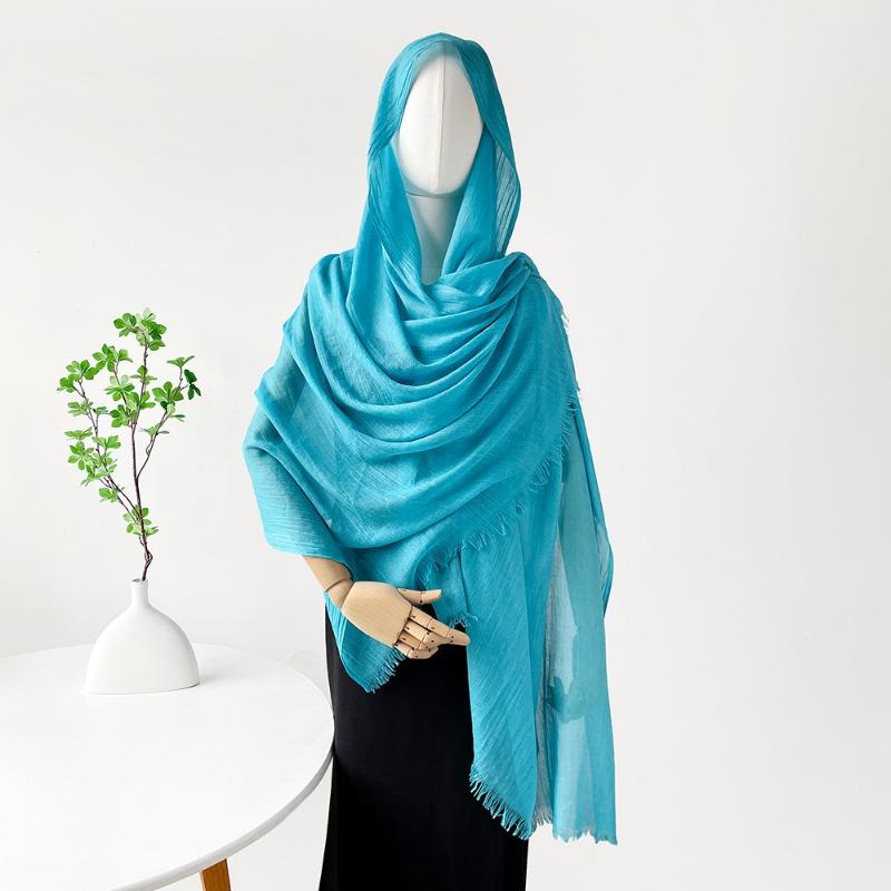 Summer Versatile Cotton and Linen Scarf Shawl Lengthened Solid Color Yarn Shawl Sunscreen Shawl Simple Scarf Silk Scarf Women
