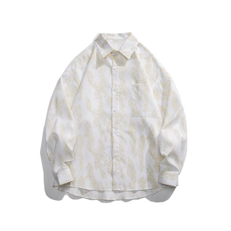 

Весна и осень, новая рубашка с длинным рукавом в стиле хип-хоп с принтом, мужская и женская, модная брендовая уличная свободная большая повседневная рубашка для пар, куртка 3XL белый