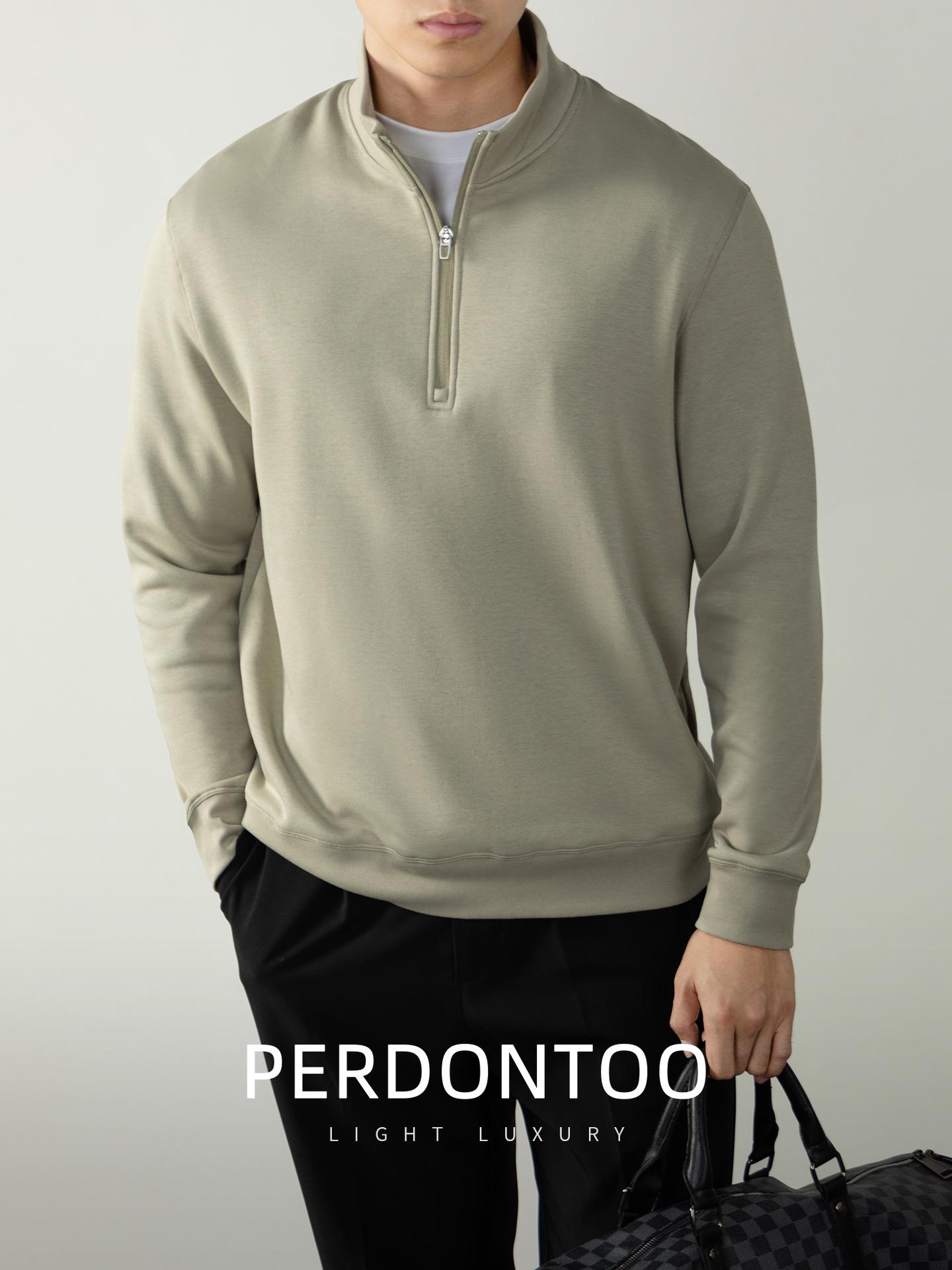 

High-Grade Soft Feel Temperature Lock Fleece Men s Long Sleeve Stand Collar Hoodie for Autumn/Winter XL