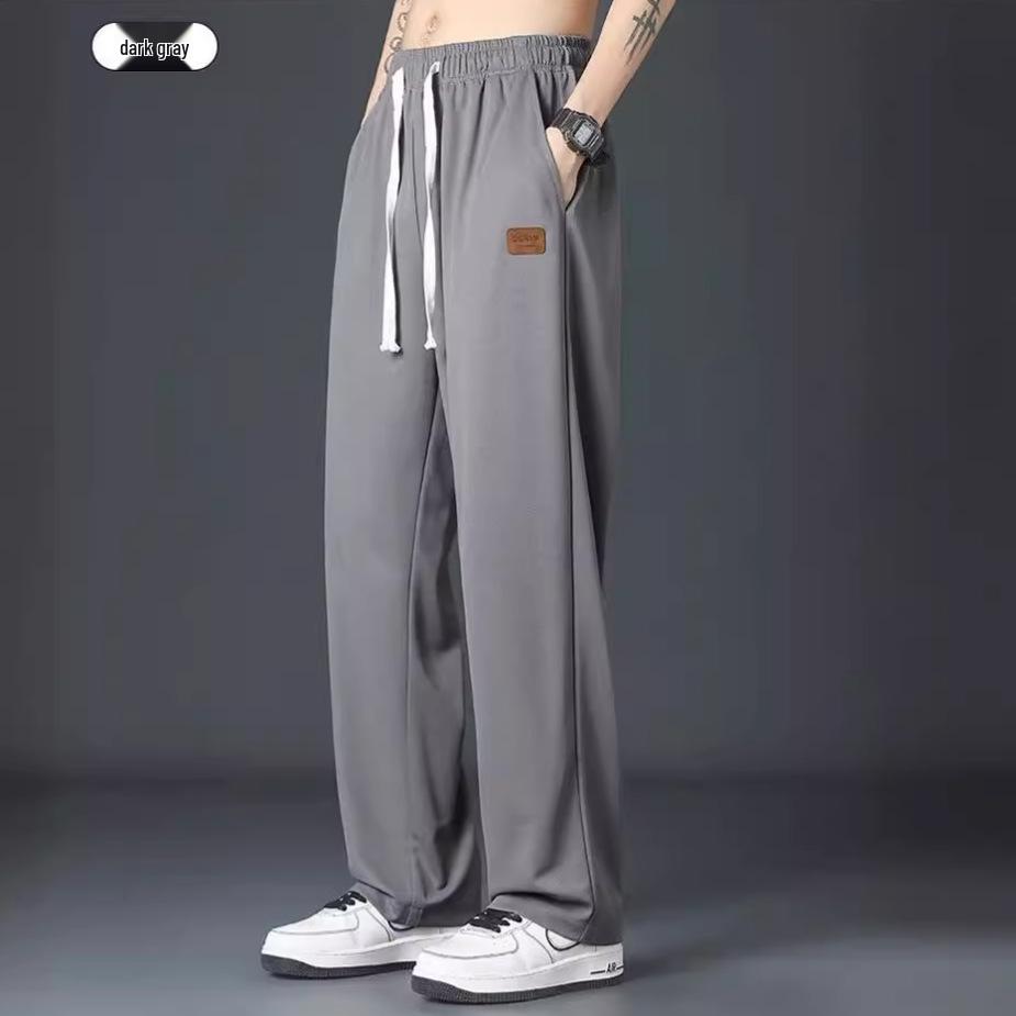 Pánské letní ležérní kalhoty z ledového hedvábí: Lehké, volného střihu, sportovní kalhoty s rovnými nohavicemi