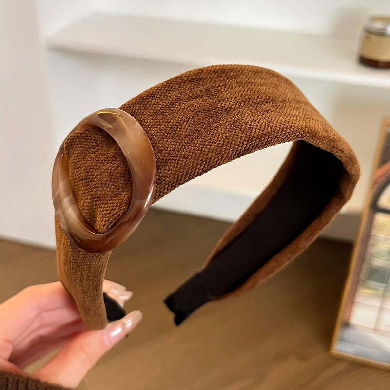 Maillard Retro Plaid Wide-Brim Headband for Women, High Top College Style - 2025 Trend Hair Accessory