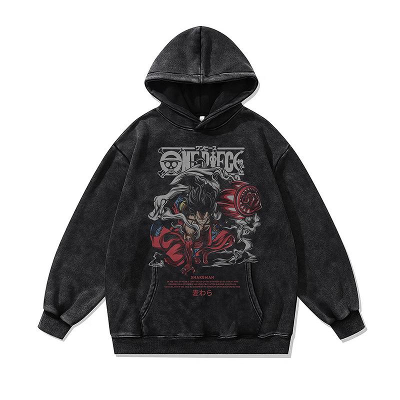 Cartoon Animation Digital Direct Injection Printing Hooded Sweater Loose Wash Old Retro Hoodie Men And Women Tide
