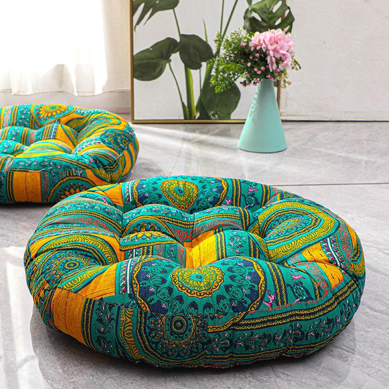 Colorful Bohemian-Style Cotton Linen Floor Cushion: Ethnic Meditation Seat Tatami Mat for B&B