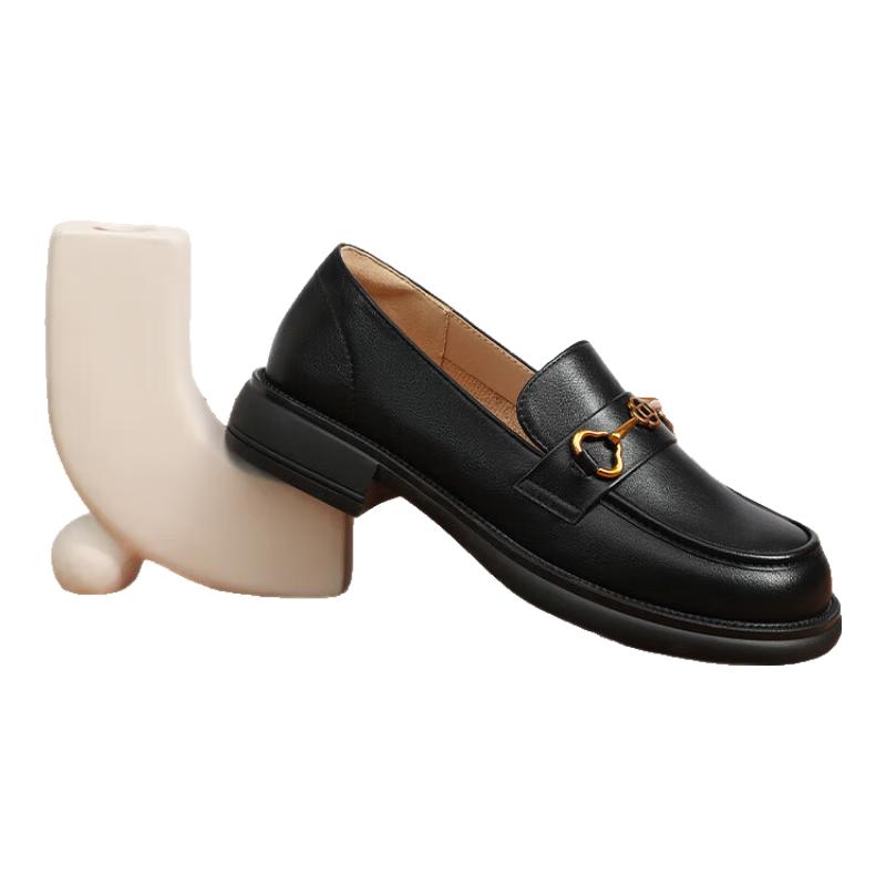 SENDA Women's Loafers, Flat British Style Slip-On Shoes for Commuting, Ladies Leather Shoes