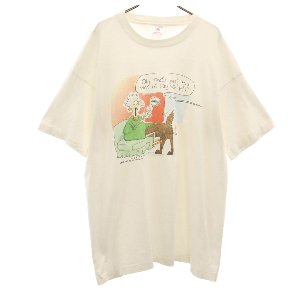 FRUIT OF THE LOOM 90s Made In USA Old Message Print Short Sleeve T-shirt Men's Used