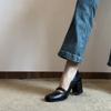 Nai Pie! Mary Jane High Heels Women's Thick Heels Square Head Black Small Leather Shoes with Soft Leather Light Mouth Single Shoes Spring and Autumn