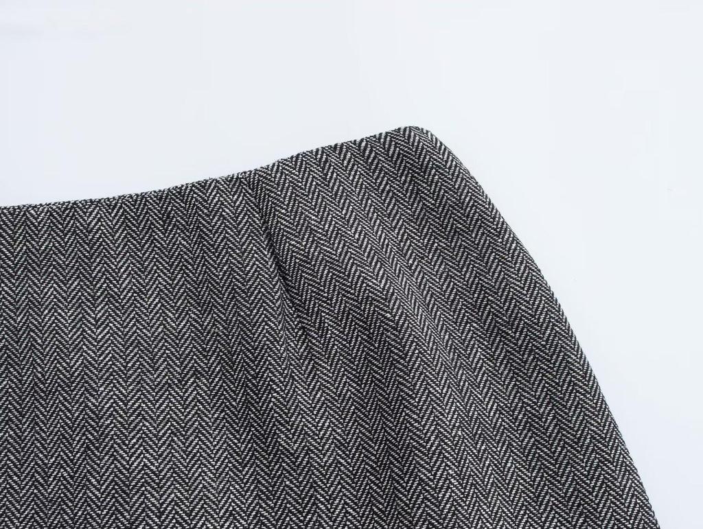 2024 Fall Women's European & American Fashion: Simple Short Jacket & Midi Skirt Set