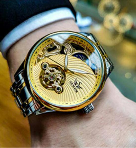 SEWOR Men's Semi-Automatic Skeleton Tourbillon Luminous Waterproof Retro Business Watch