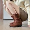 Retro Fashion Cowboy Boots Women, Spring and Autumn New Pointed Thick Heel Pleated Pile Short Martin Boots Knight Boots
