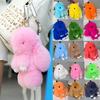 Plush Bunny Keychain Women Fur Angel Rabbit Key Ring Hare Plush Dolls Toy Girls Bag Car Key Pendant