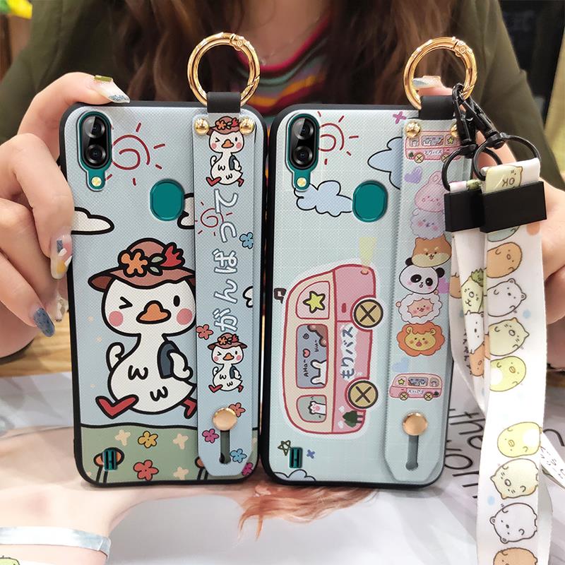 Cute Wristband Phone Case For Blackview A60 Pro Silicone Soft Case Durable Kickstand Shockproof Fashion Design Anti-dust