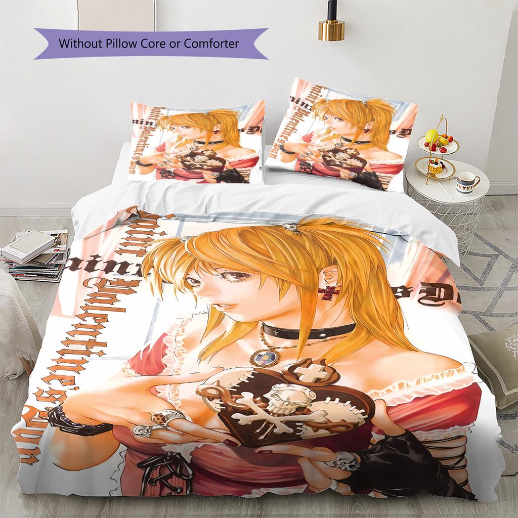 Amane Misa Death Note Pattern Bedding,Quilt Set Quilt Cover Pillowcase Home Birthday Gift (1 * duvet cover + 2 * pillowcase, without core)