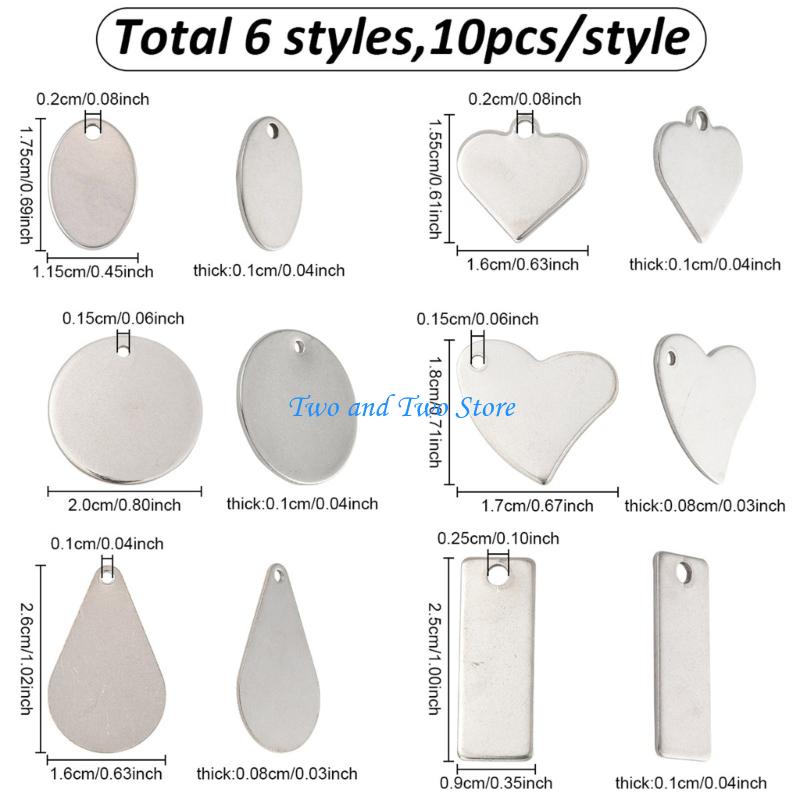 HX6F Stainless Steel Jewelry Pendant Charms In Multiple Shapes For Necklace Crafting