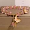 Glass Bead Butterfly Pendant Bracelet Rose Garden Design Offering Comfortable Beads Bracelet for Special Occasions
