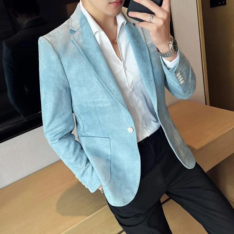 Fashion Suit Coat Men's Slim Fit Deerskin Velvet Elegant Luxury Blazer Coat Business Casual Wedding Plus Size Suit 4XL