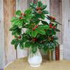 Artificial Bonsai Money Tree with Orange Flowers - Living Room Green Plant Decoration