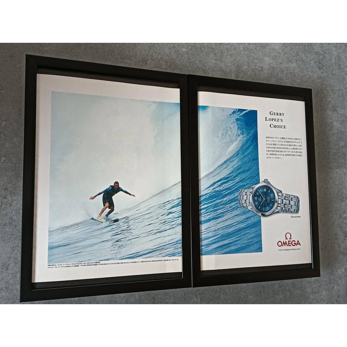 Used [Jerry Lopez OMEGA Seamaster Advertisement] A4 Framed Poster Style Interior Valuable Advertisement Pro Surfer Seamaster Watch Advertisement