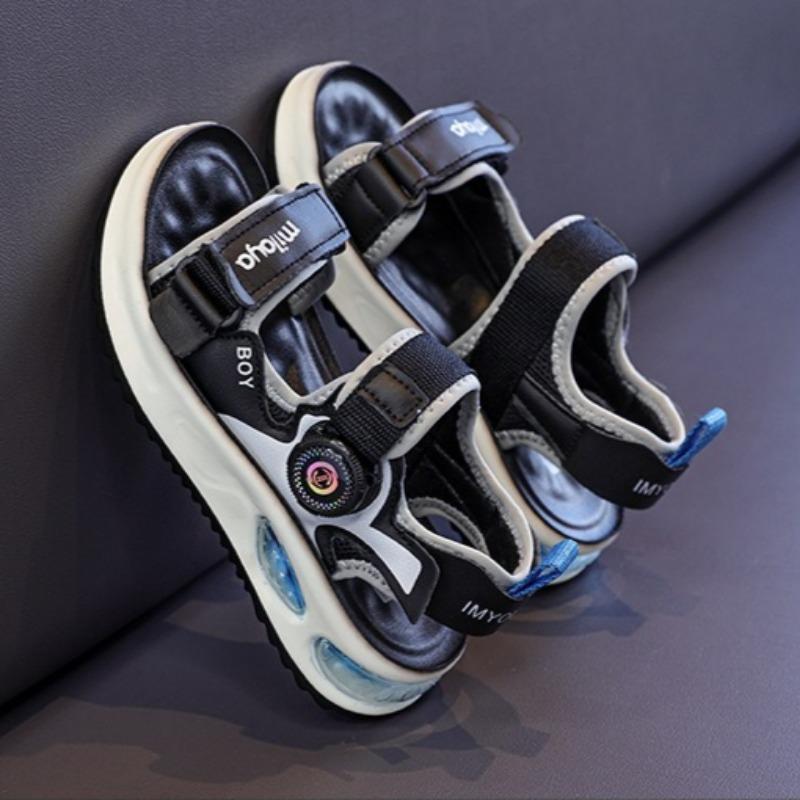 Boys Summer Sandals Non Slip Breathable Soft Sole Sports Sandals Elastic Strap Beach Shoes with Buckle for Kids