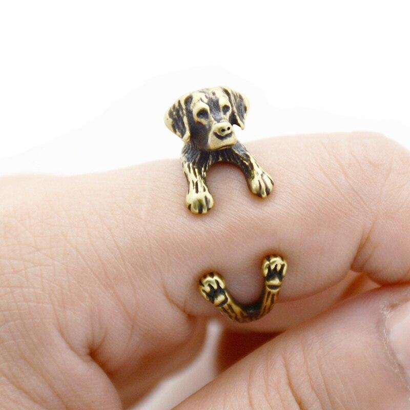 Retro Punk Messing Knuckle Labrador Hund Ring Männer Boho Niedlichen Tier Anel Paar Ringe Für Frauen Schmuck Bague Femme Jahrestag Geschenk